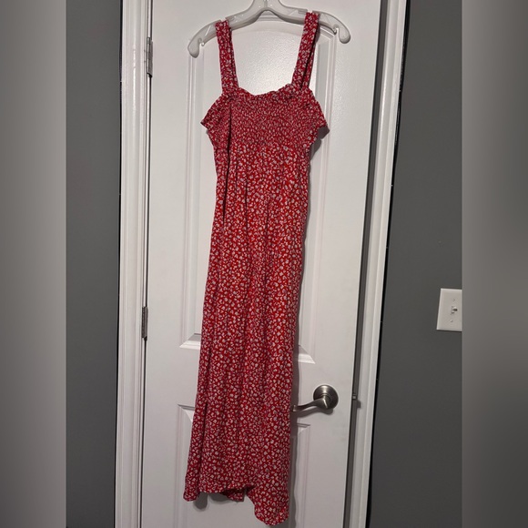 Japna Red Floral Button-Front Maxi Dress Medium - Picture 4 of 4